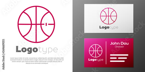 Logotype line Basketball ball icon isolated on white background. Sport symbol. Logo design template element. Vector Illustration.