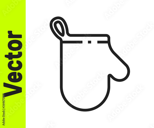 Black line Oven glove icon isolated on white background. Kitchen potholder sign. Cooking glove. Vector Illustration.