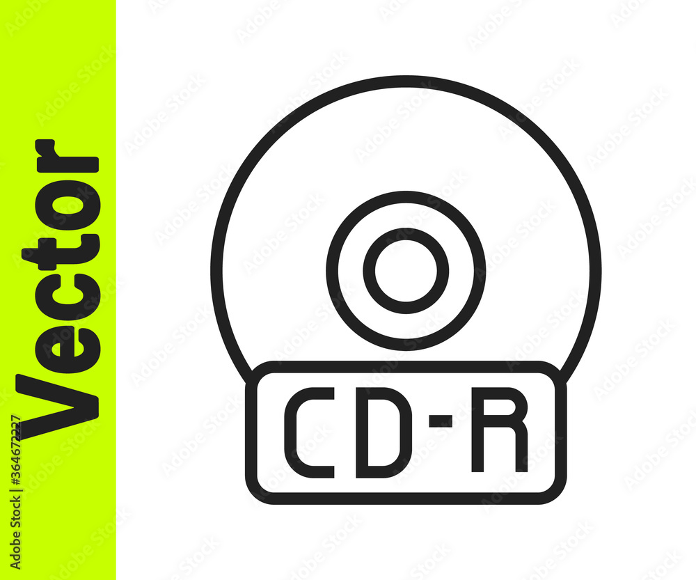 Black line CD or DVD disk icon isolated on white background. Compact disc sign. Vector Illustration. Black line CD or DVD disk icon isolated on white background. Compact disc sign. Vector Illustration.