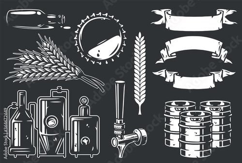 Bar tools spikelet, keg, bottle, factory, beer tap
