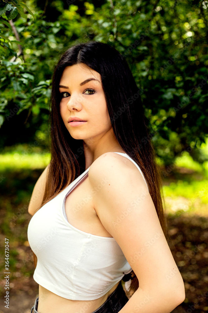 Long haired beautiful woman natral portrait summer time Long haired beautiful woman natral portrait summer time