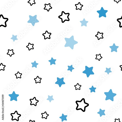 Dark BLUE vector seamless cover with small and big stars. Shining colored illustration with stars. Template for business cards, websites.