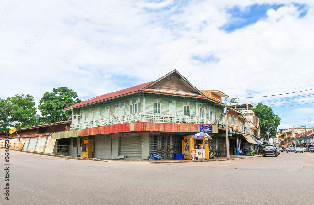 PRACHINBURI, THAILAND - July 1 2020: Old  wooden house building in Mueang Prachinburi district eastern of Thailand