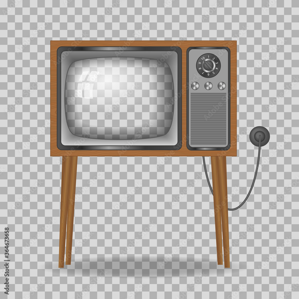 Vintage TV with legs on a transparent background. Retro old TV. Stock  Vector | Adobe Stock