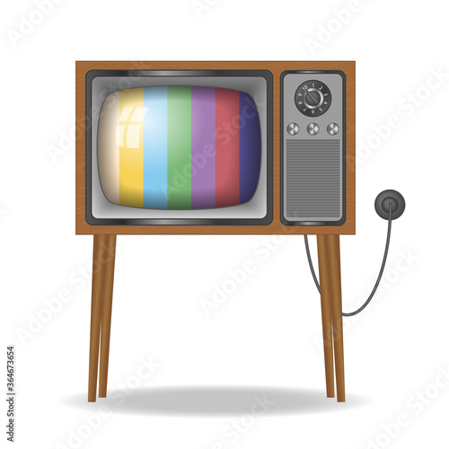 Vintage TV with legs. Retro old TV. Isolated on white background.