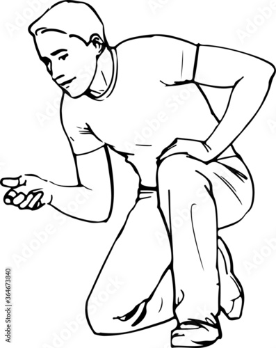 young man kneeling on the floor