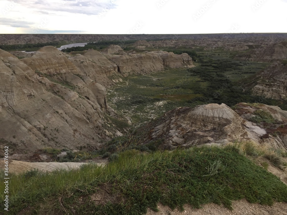 Canadian badlands background, Alberta, calm evening Canadian badlands background, Alberta, calm evening