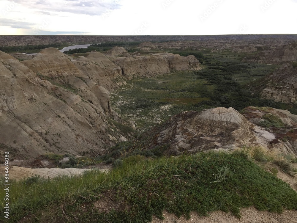 Canadian badlands background, Alberta, calm evening