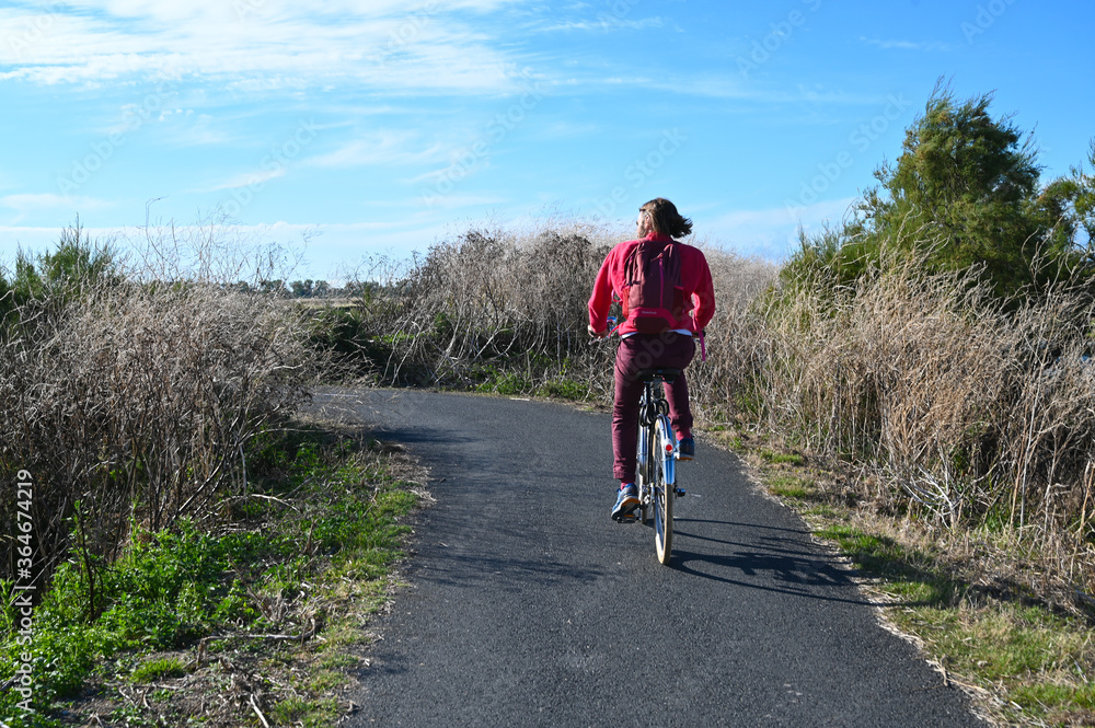 Fototapeta premium cycliste sur les pistes de l'île de Ré