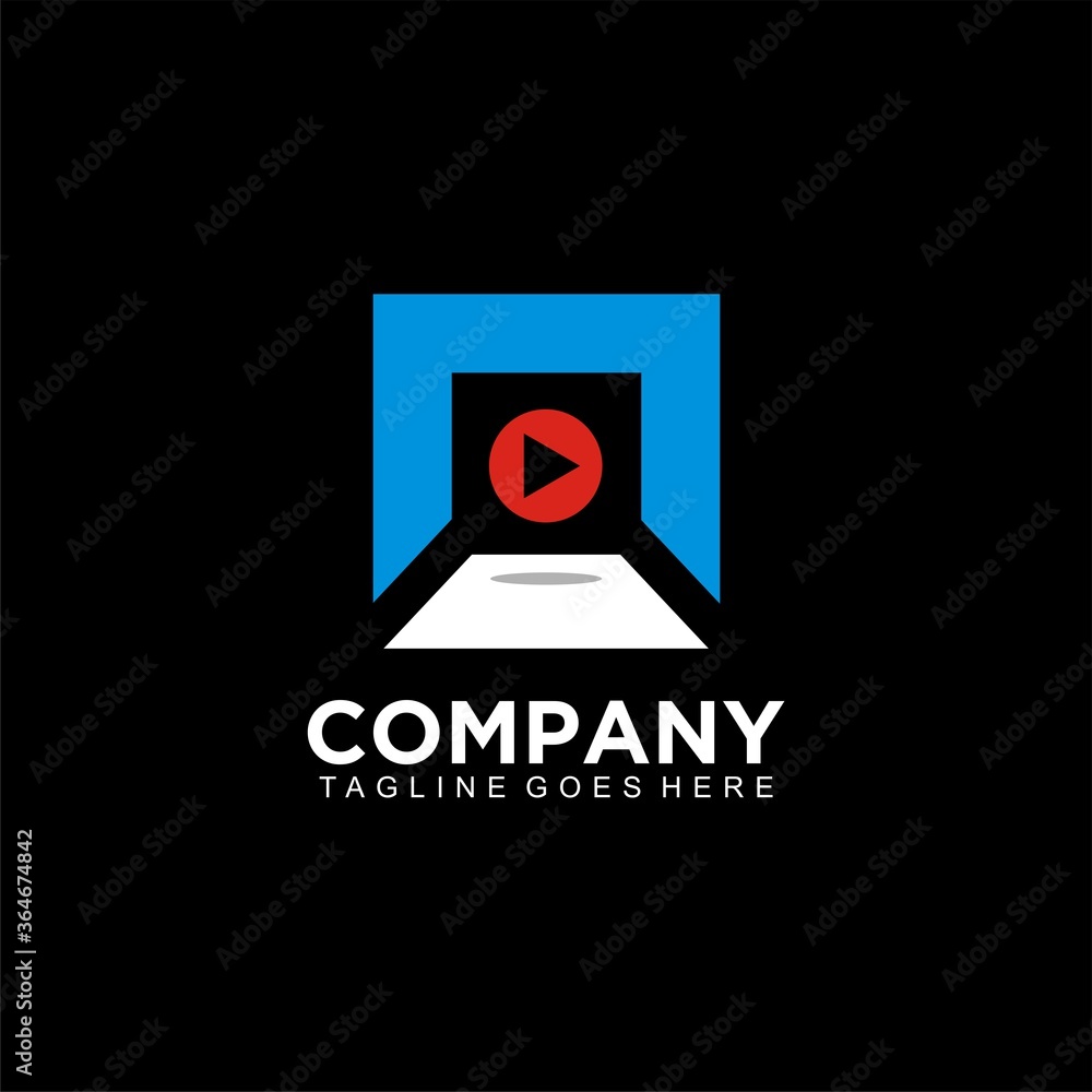 Studio recorder logo design in box abstract design concept Studio recorder logo design in box abstract design concept