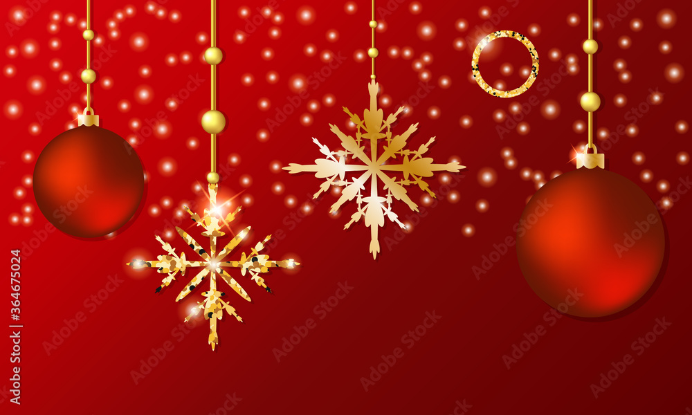 Christmas or New Year background with shiny snowflakes and Christmas toys. Merry Christmas and Happy New Year. Vector illustration Christmas or New Year background with shiny snowflakes and Christmas toys. Merry Christmas and Happy New Year. Vector illustration
