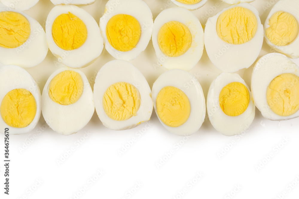 Half boiled eggs background. Half boiled eggs background.