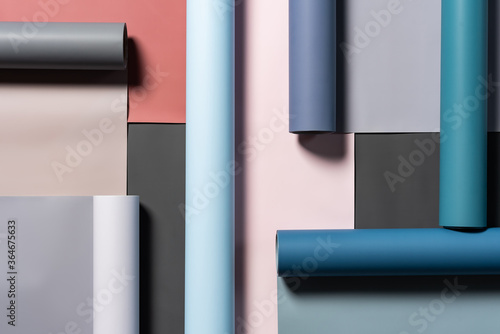 Rolls of colored wrapping paper 