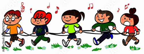 電車遊びするキッズ