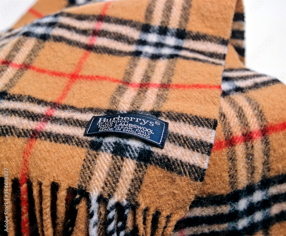 London, England - May 05, 2014: Burberrys Scarf, Burberrys was founded in  1856 by Thomas Burberry Stock Photo | Adobe Stock