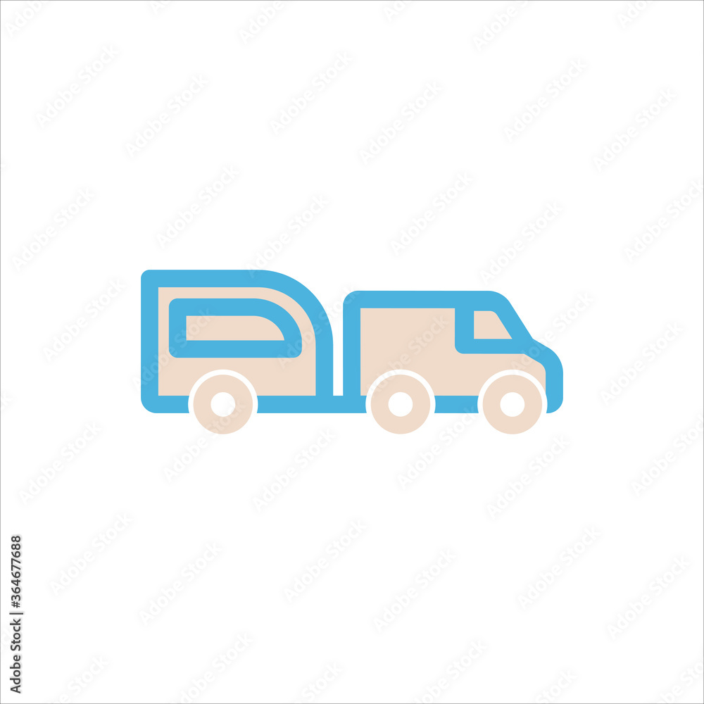 car with trailer icon flat vector logo design trendy