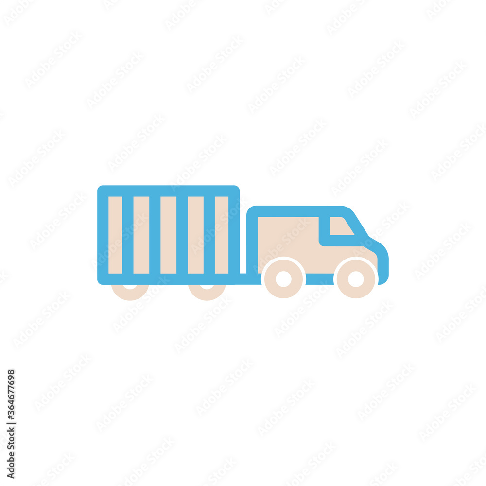 Fototapeta premium car with trailer icon flat vector logo design trendy