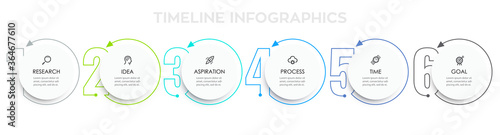 Business Infographic template. Thin line design with icons and 6 options or steps.