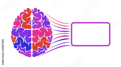 The human brain is multicolored. A frame for text. Logo or logo.