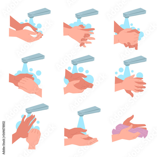 Fototapeta Naklejka Na Ścianę i Meble -  Advice on how to wash and dry hands