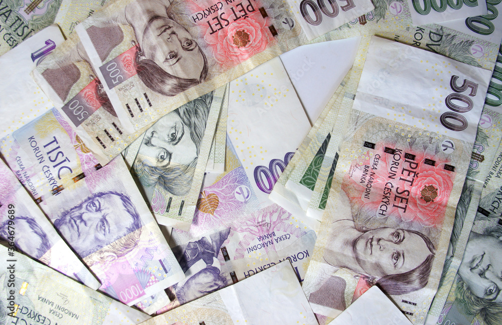 Obraz premium Mix of Czech crowns, different banknotes