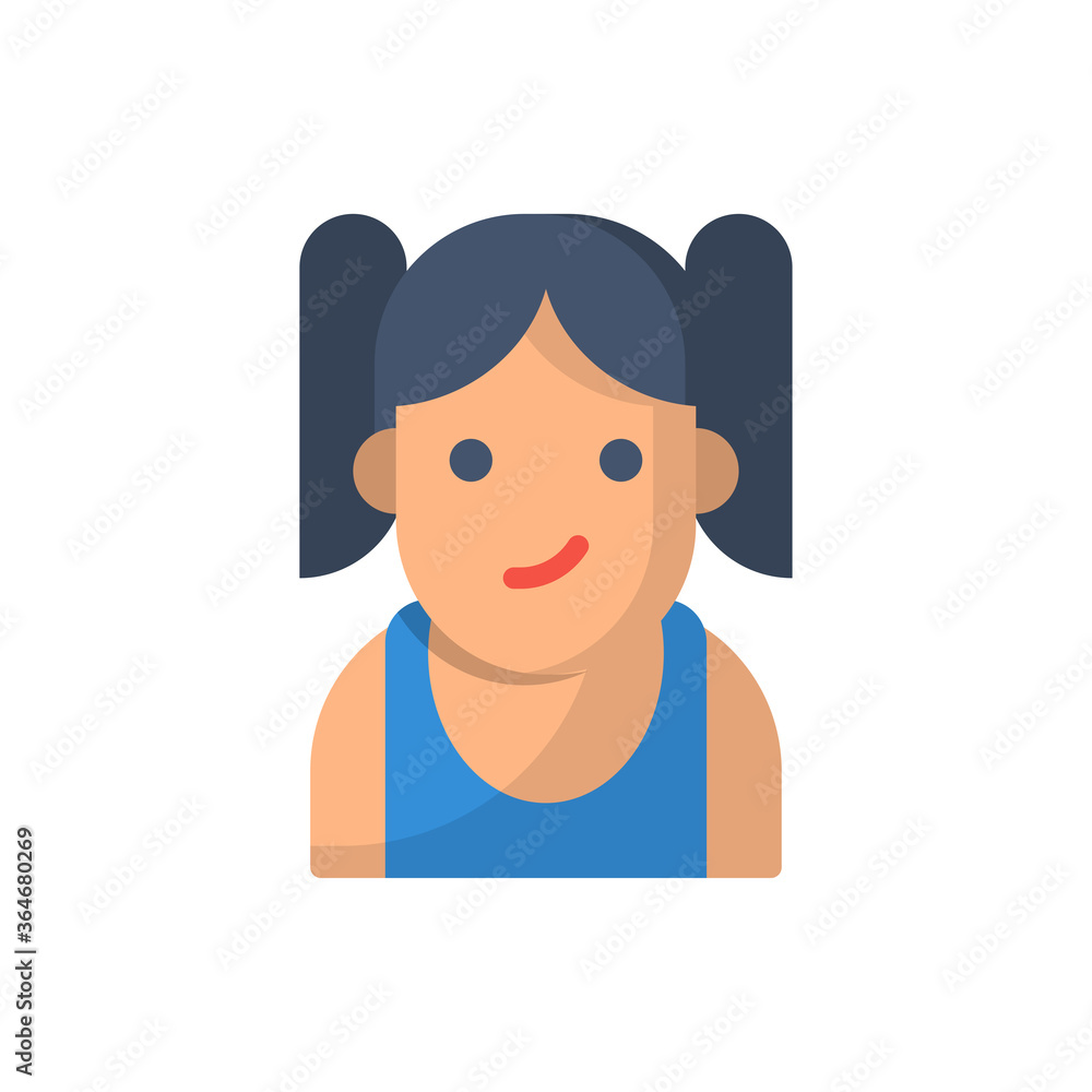 A girl flat icon style design illustration A girl flat icon style design illustration