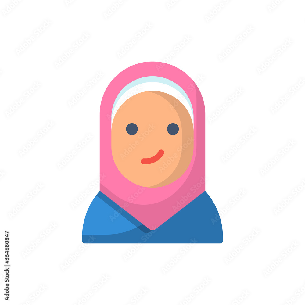 Muslim girl flat icon style design illustration Muslim girl flat icon style design illustration