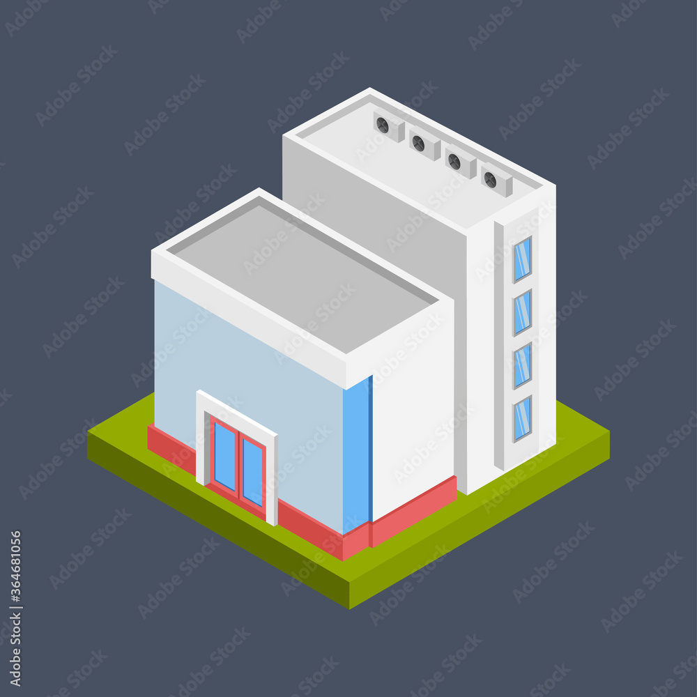 Graphic mall, Business center building, Isometric 3D illustration. Graphic mall, Business center building, Isometric 3D illustration.