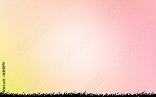 Light Orange vector background with galaxy stars. Shining colored illustration with bright astronomical stars. Smart design for your business advert.