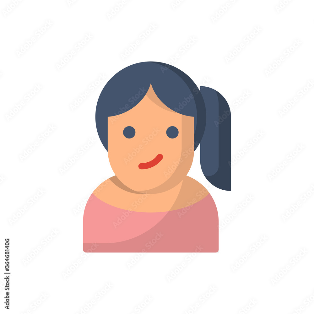 Young woman flat icon style design illustration Young woman flat icon style design illustration