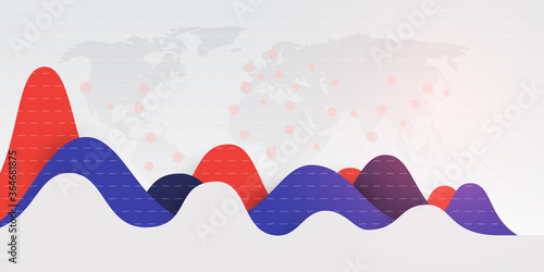 Waves of Corona Virus Infection Around the World, Economic Crisis - Design Concept with Charts and Word Map