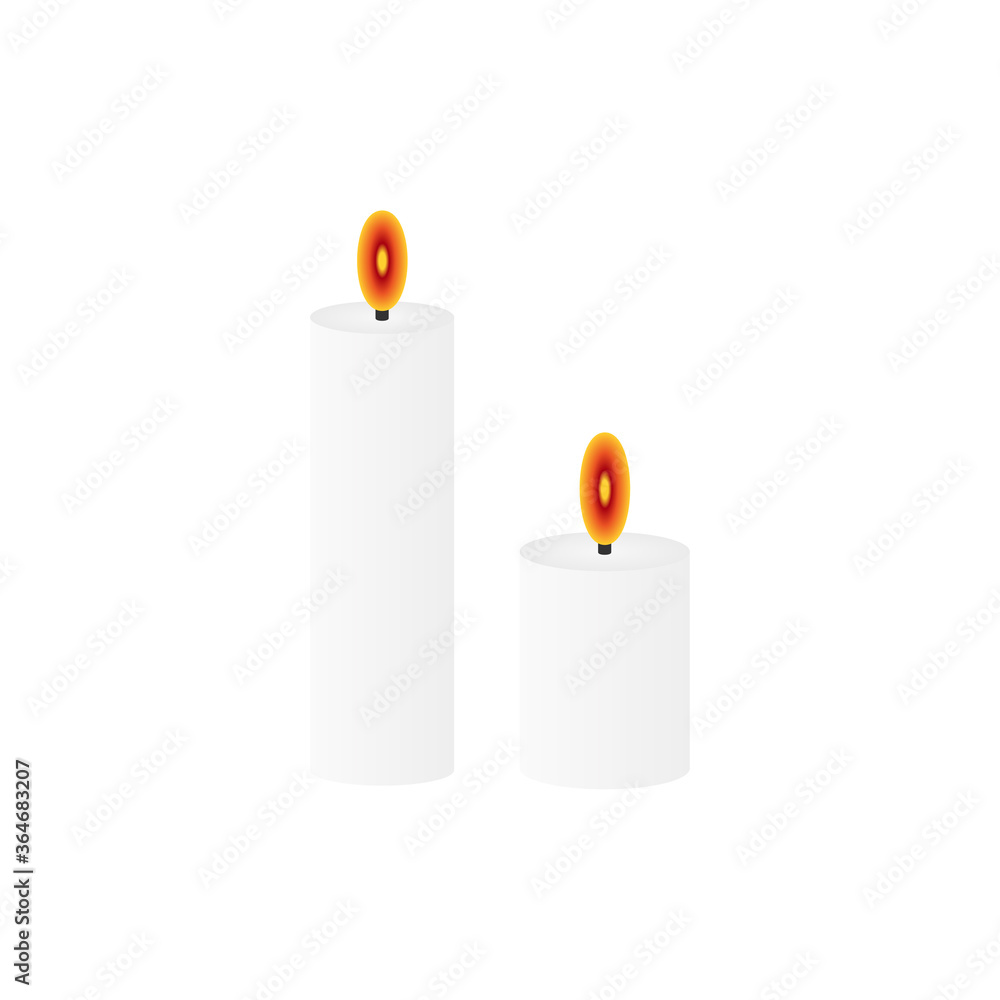 White burning candles pictogram, icon isolated on a white background. EPS10 vector file White burning candles pictogram, icon isolated on a white background. EPS10 vector file