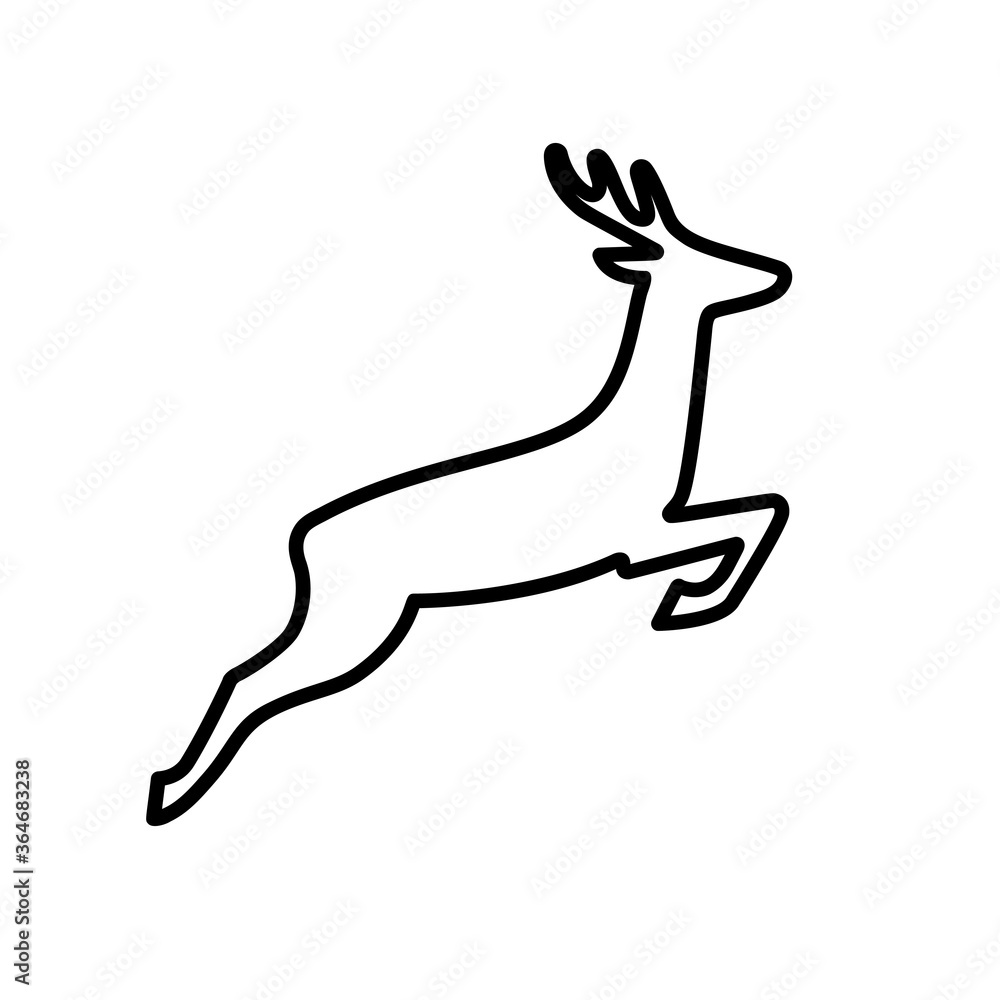 Deer outline pictogram, line icon isolated on a white background. EPS10 vector file