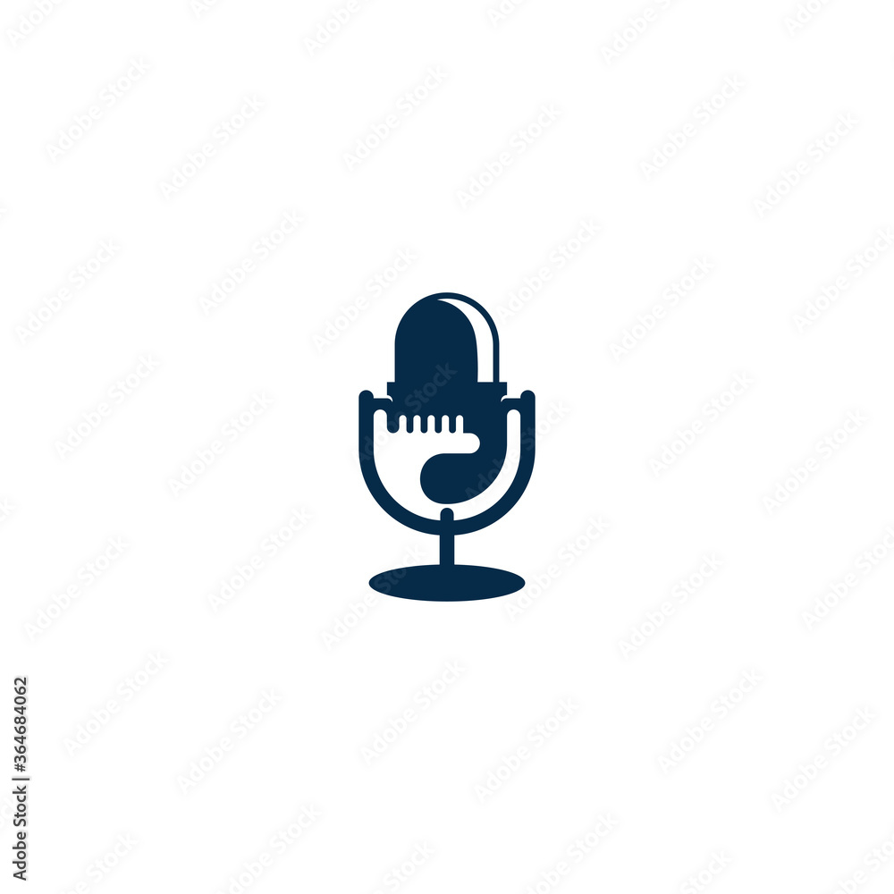 Microphone Classic stand icon logo design template for podcast streaming Microphone Classic stand icon logo design template for podcast streaming