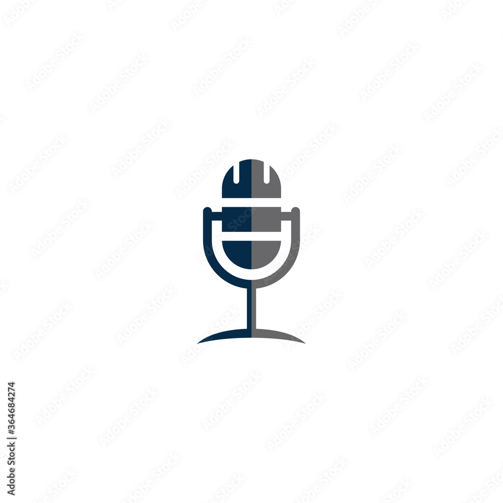 Microphone Classic stand icon logo design template for podcast streaming Microphone Classic stand icon logo design template for podcast streaming