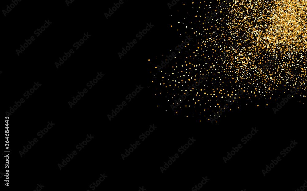 Fototapeta premium Yellow Rain Light Black Background. Happy Glow 