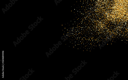 Yellow Rain Light Black Background. Happy Glow 