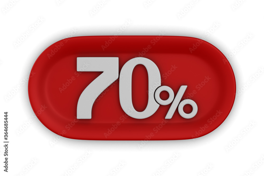 Button with seventy percent on white background. Isolated 3D illustration Button with seventy percent on white background. Isolated 3D illustration