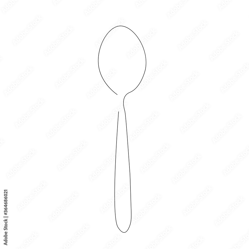 Spoon one line drawing. Vector illustration Spoon one line drawing. Vector illustration