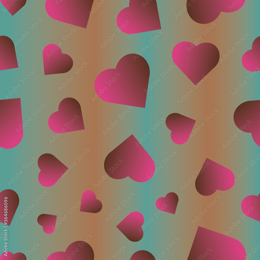 Colorful hearts seamless repeat pattern print background