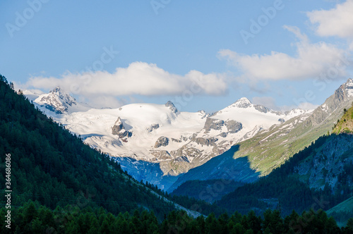 Pontresina, Val Roseg, Piz Roseg, Piz Bernina, Gletscher, Wanderweg, Berninagruppe, Oberengadin, Alpen, Graubünden, Sommer, Schweiz