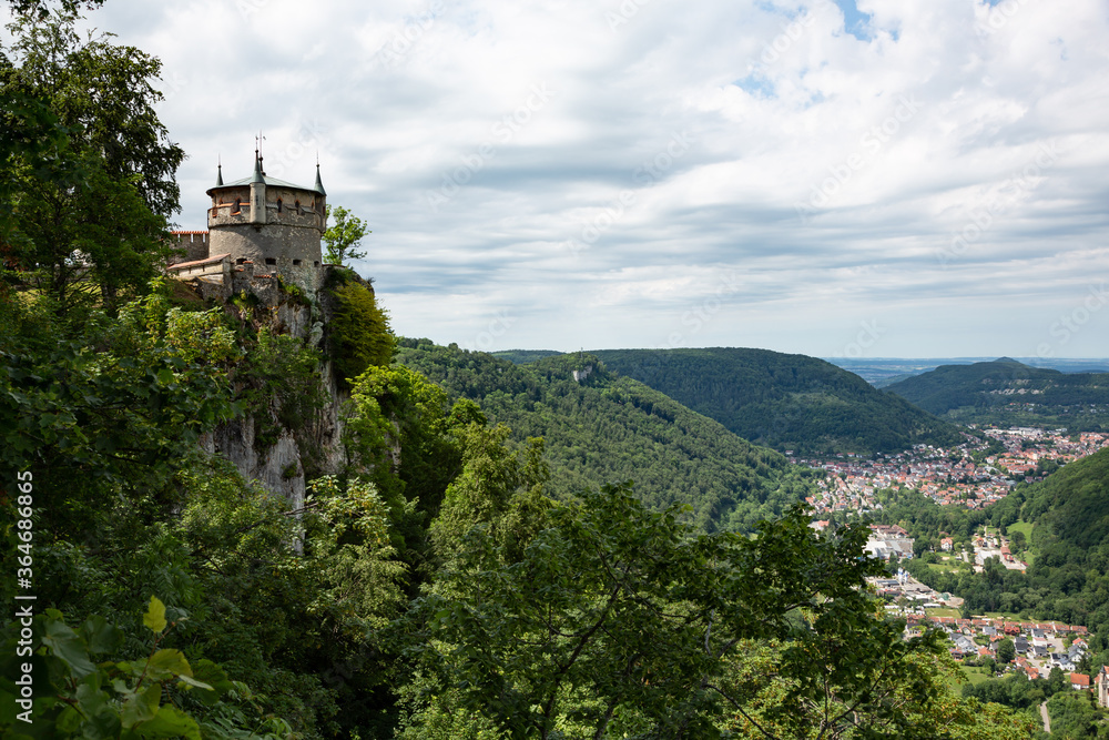 Lichtenstein Castle towering above Echaz valley in Germany