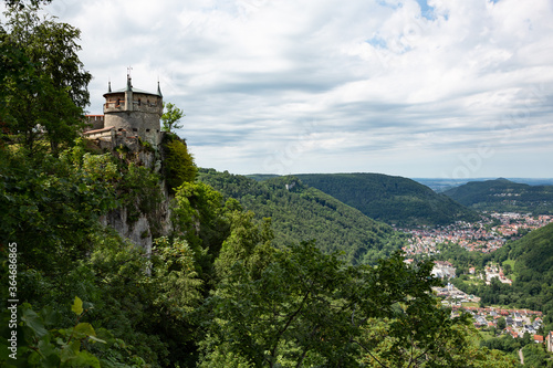 Lichtenstein Castle towering above Echaz valley in Germany