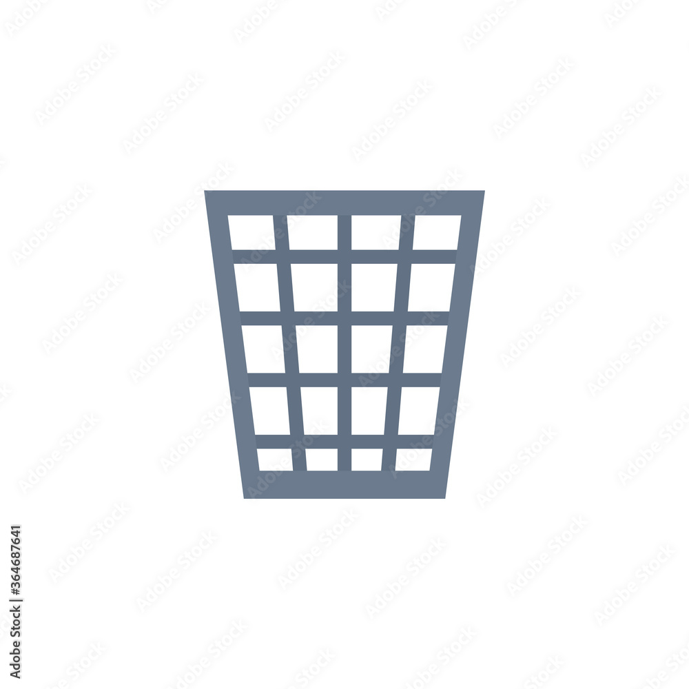 Trash can flat, basket icon, piece of cheese icon, vector illustration isolated on white background Trash can flat, basket icon, piece of cheese icon, vector illustration isolated on white background