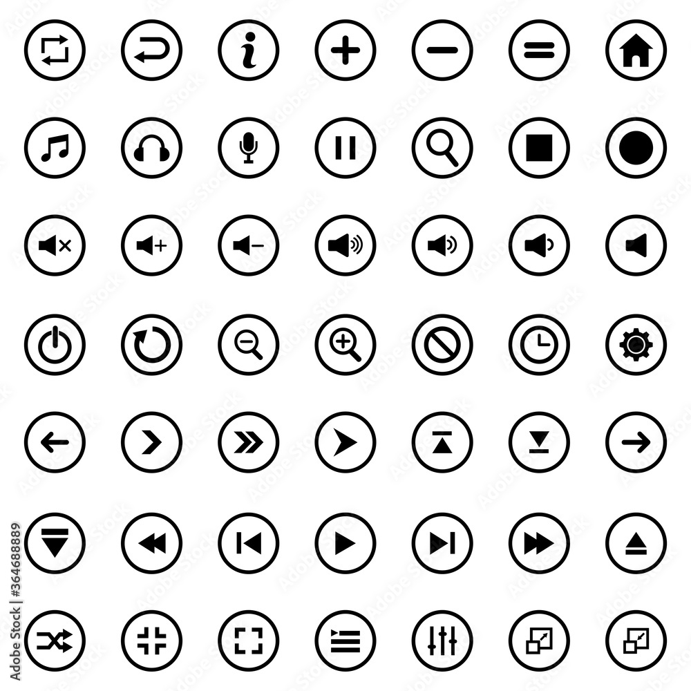 media player button sign icon vector symbol isolated illustrations white background media player button sign icon vector symbol isolated illustrations white background
