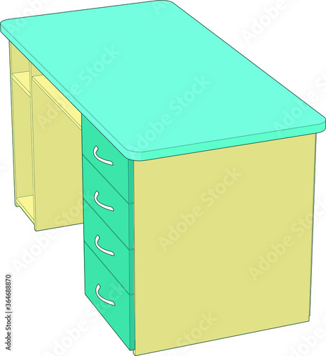 illustration of a computer table perspective angle