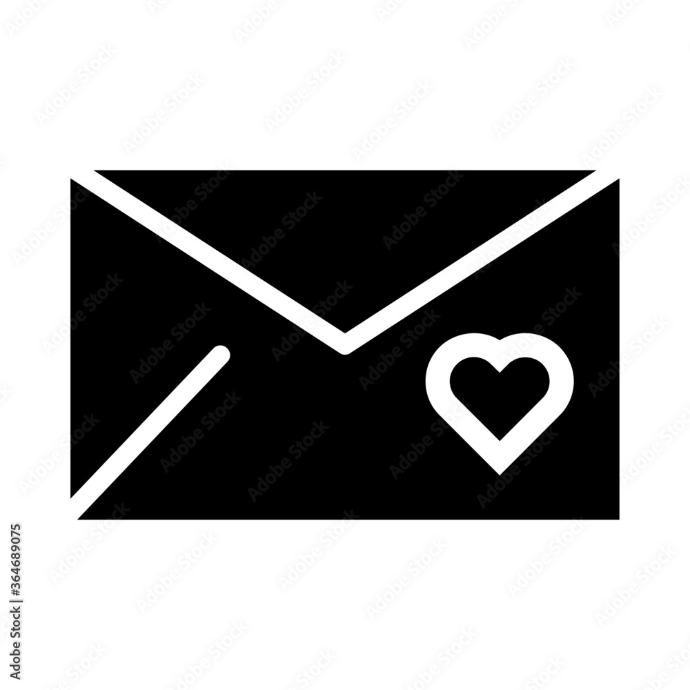 Love message icon with glyph style Love message icon with glyph style