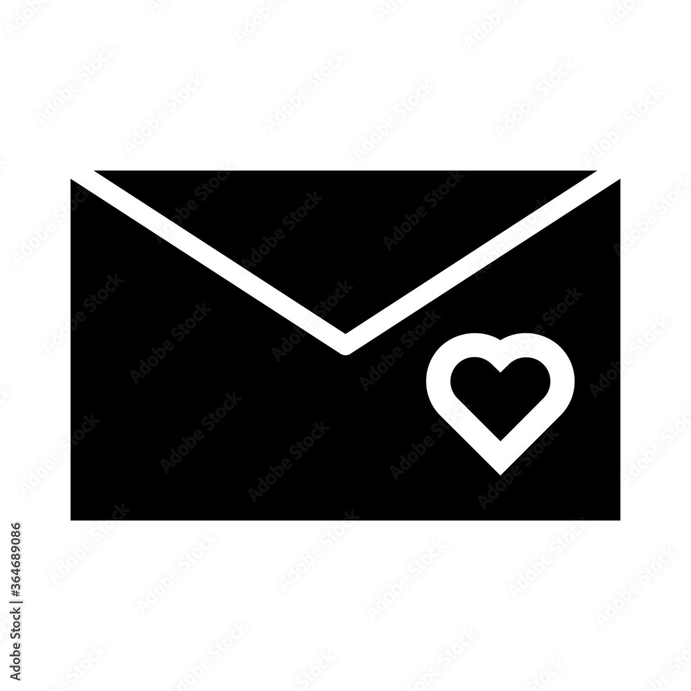 Love message icon with glyph style Love message icon with glyph style