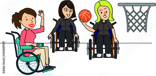 disabled woman holding a basket ball