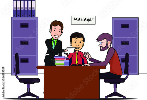 disabled man in the office talking with boss